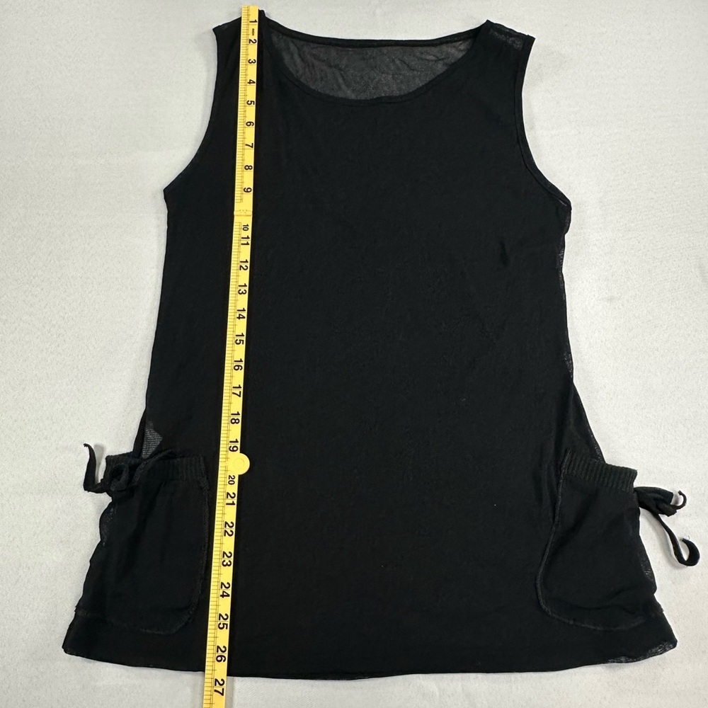 Made In Italy Sheer Black Tank Top XS Pockets Unique Y2K Grunge *Read Descript** - Picture 9 of 9